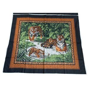 Vintage Cranston Print Works Tiger Jungle Panels Fabric 100% Cotton 42"x34"